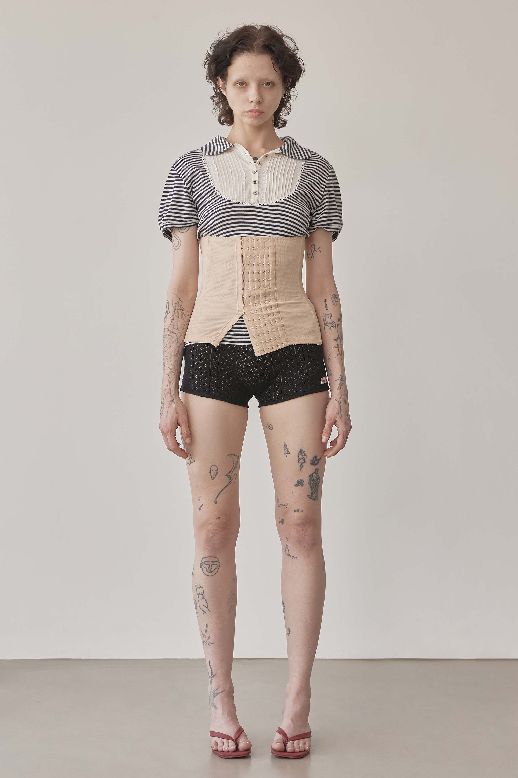 Eyelet Knit Shorts Black